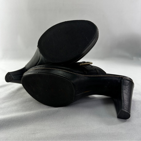 Coach Candace Buckle Mules Clogs Vintage Grunge Y2K Business Black Leather - Picture 9 of 10